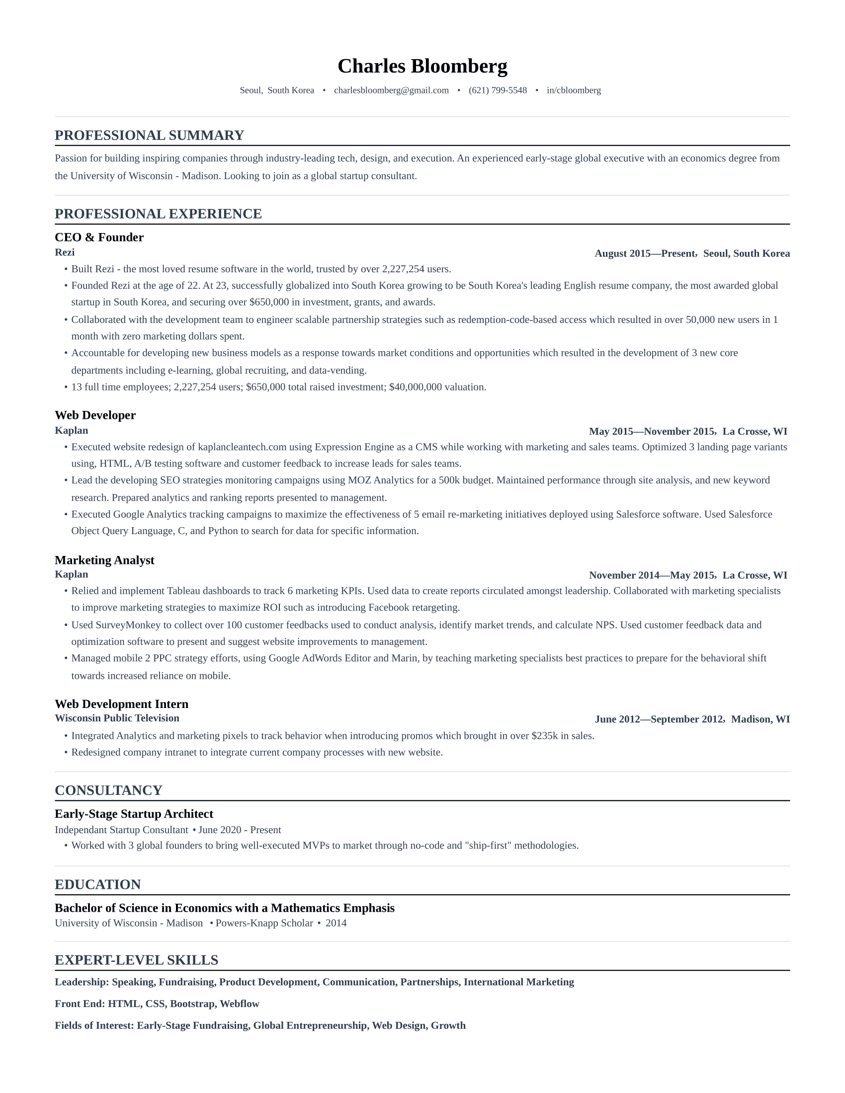 Basic resume template preview