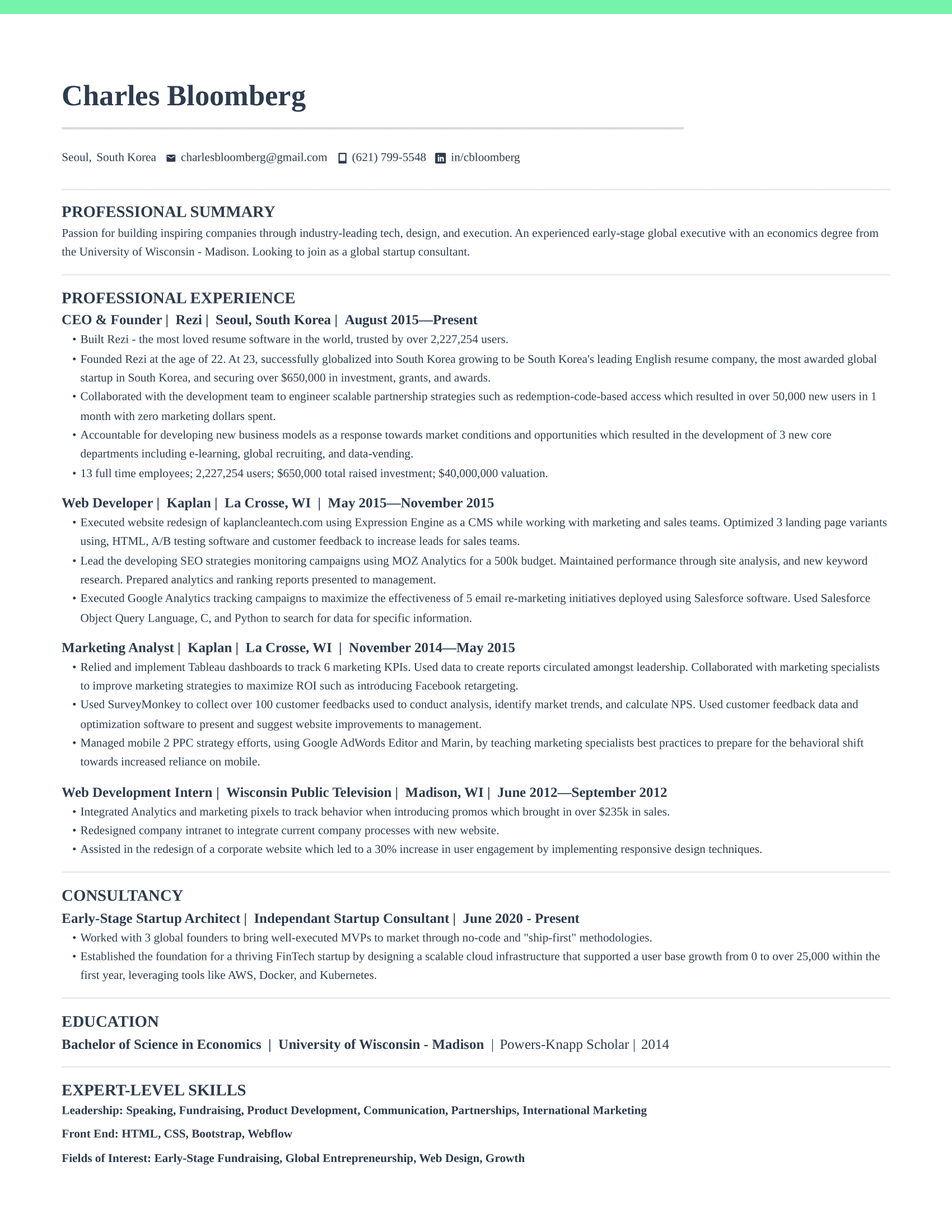 Vibrant resume template preview