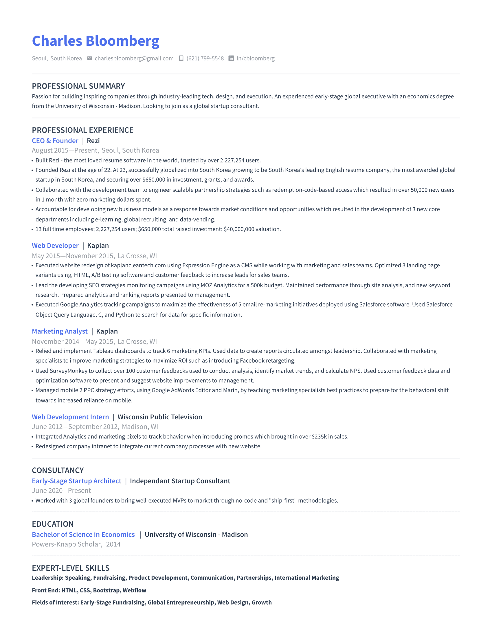 Modern resume template preview