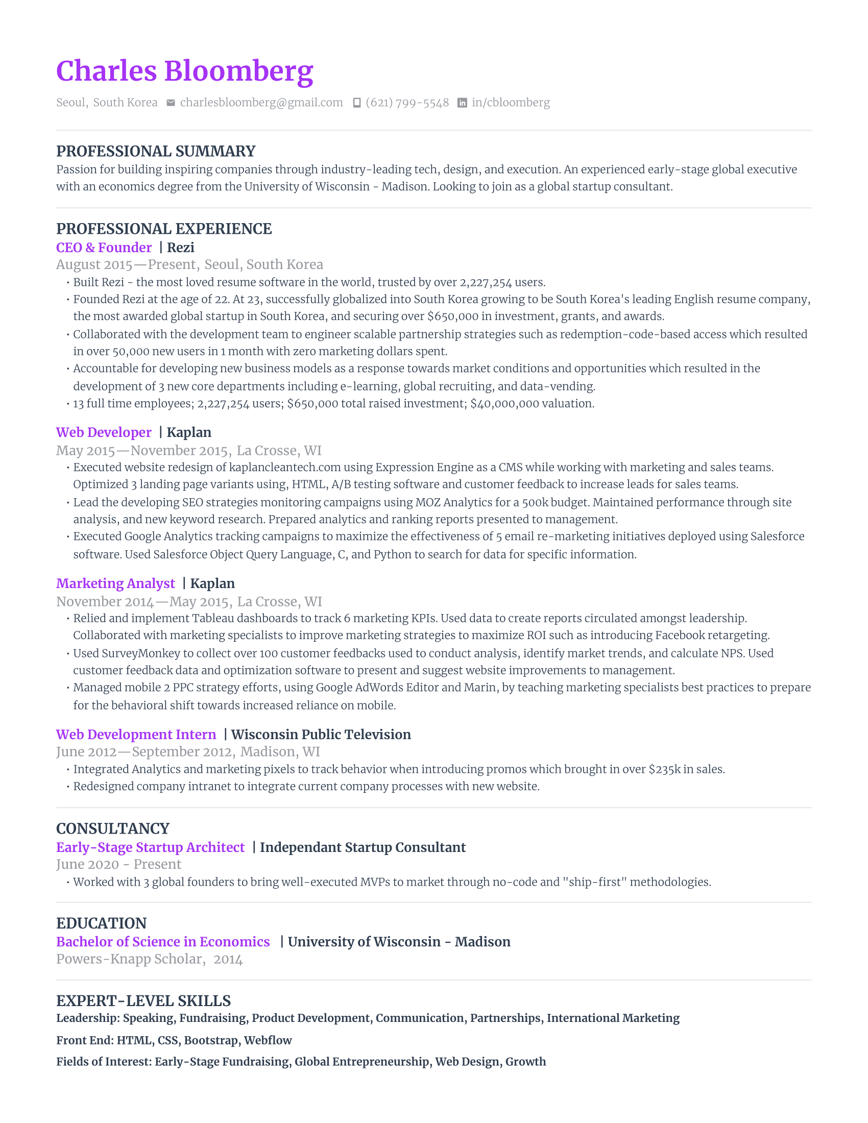 Trendy resume template preview